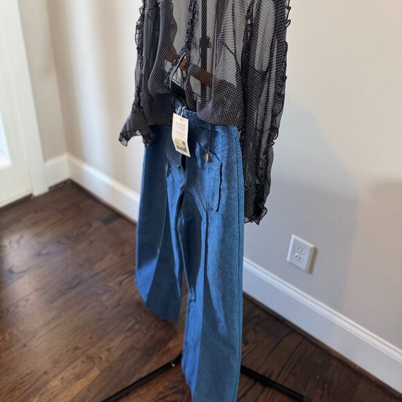 Emilio Mid-Rise Cropped Trousers - Denim Blue - US Size 10 - NWT - Picture 2 of 5